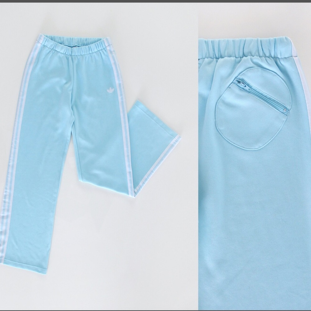 Adidas Baby blue bootcut track pants 2000s